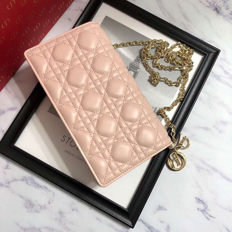 Dior Lady Dior Clutch With Chain In Nude Lambskin