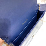 Dior Lady Dior Clutch With Chain In Denim Blue Patent