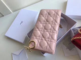 Dior Lady Dior Clutch With Chain In Pink Patent