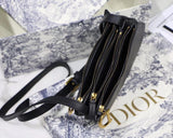 Dior Saddle Trio Pouch With Strap In Black Calfskin