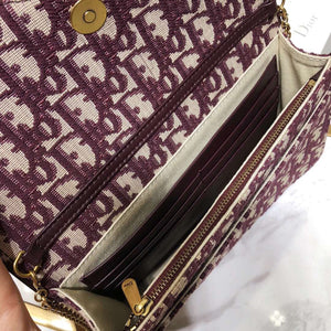 Dior Bordeaux Oblique Saddle Chain Clutch