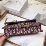 Dior Bordeaux Oblique Saddle Chain Clutch