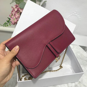 Dior Bordeaux Calskin Saddle Chain Clutch