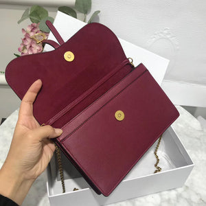 Dior Bordeaux Calskin Saddle Chain Clutch