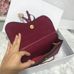 Dior Bordeaux Calskin Saddle Chain Clutch