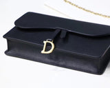 Dior Black Calskin Saddle Chain Clutch