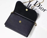 Dior Black Calskin Saddle Chain Clutch