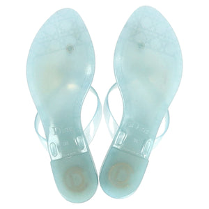 Dior Flower Detail Flip Flops in Light Blue Plastic