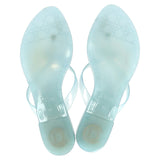 Dior Flower Detail Flip Flops in Light Blue Plastic