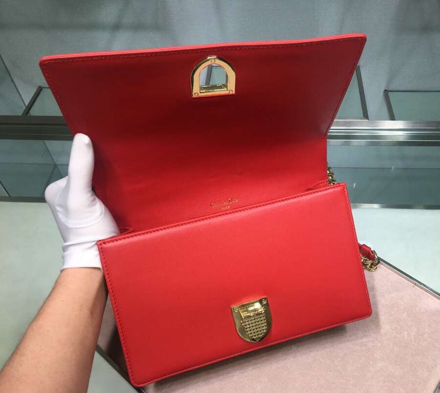 Dior Diorama Bag In Red Eyelets Lambskin