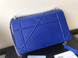 Dior Diorama Flap Bag In Blue Grained Calfskin