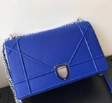 Dior Diorama Flap Bag In Blue Grained Calfskin