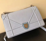 Dior Diorama Flap Bag In Blue Pale Grained Calfskin