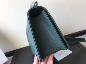 Dior Diorama Flap Bag In Green Grained Calfskin