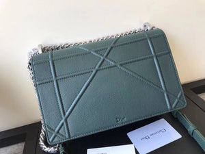 Dior Diorama Flap Bag In Green Grained Calfskin