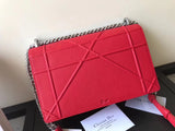 Dior Diorama Flap Bag In Red Grained Calfskin