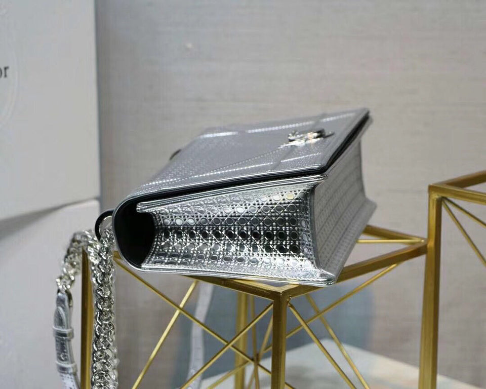 Dior Diorama Bag In Silver Metallic Calfskin