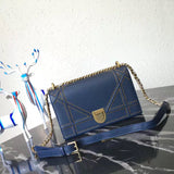 Dior Diorama Bag In Blue Studded Lambskin