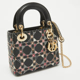 Dior Black Leather Mini Embroidered Beaded Lady Dior Tote