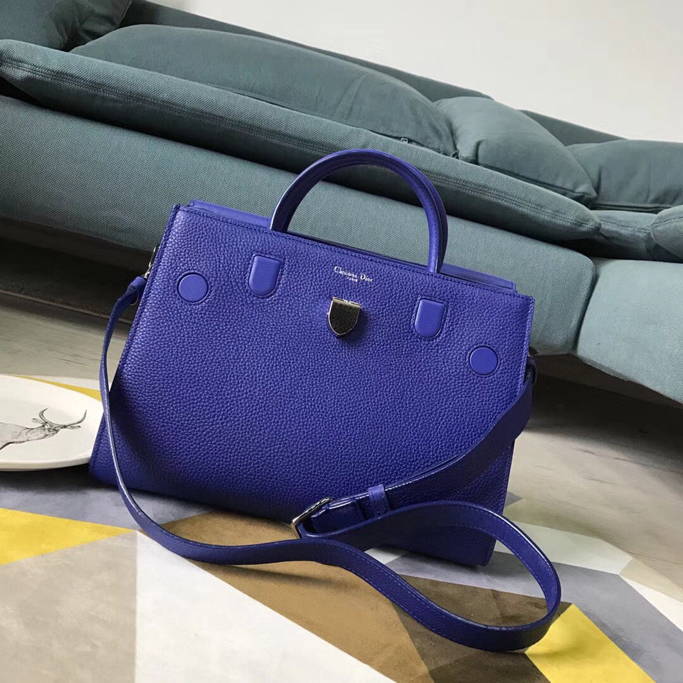 Dior Diorever Tote Bag In Blue Calfskin Leather