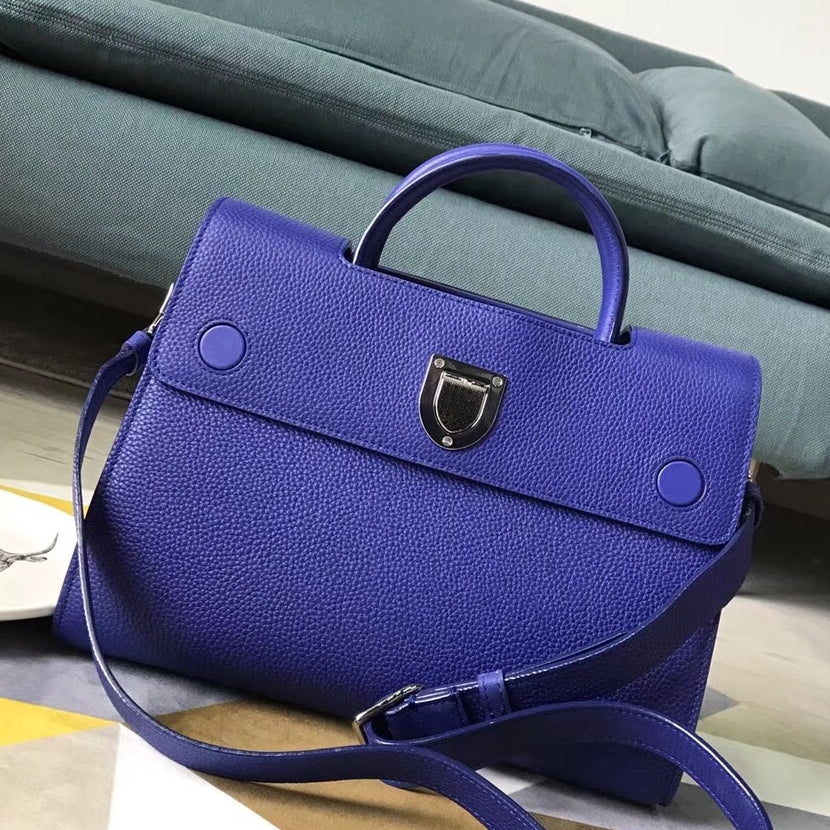 Dior Diorever Tote Bag In Blue Calfskin Leather