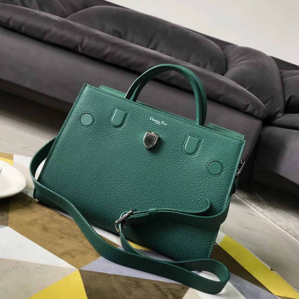 Dior Diorever Tote Bag In Green Calfskin Leather