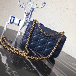 Dior Small Dioraddict Flap Bag In Blue Lambskin