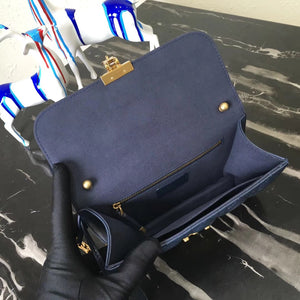 Dior Small Dioraddict Flap Bag In Blue Lambskin