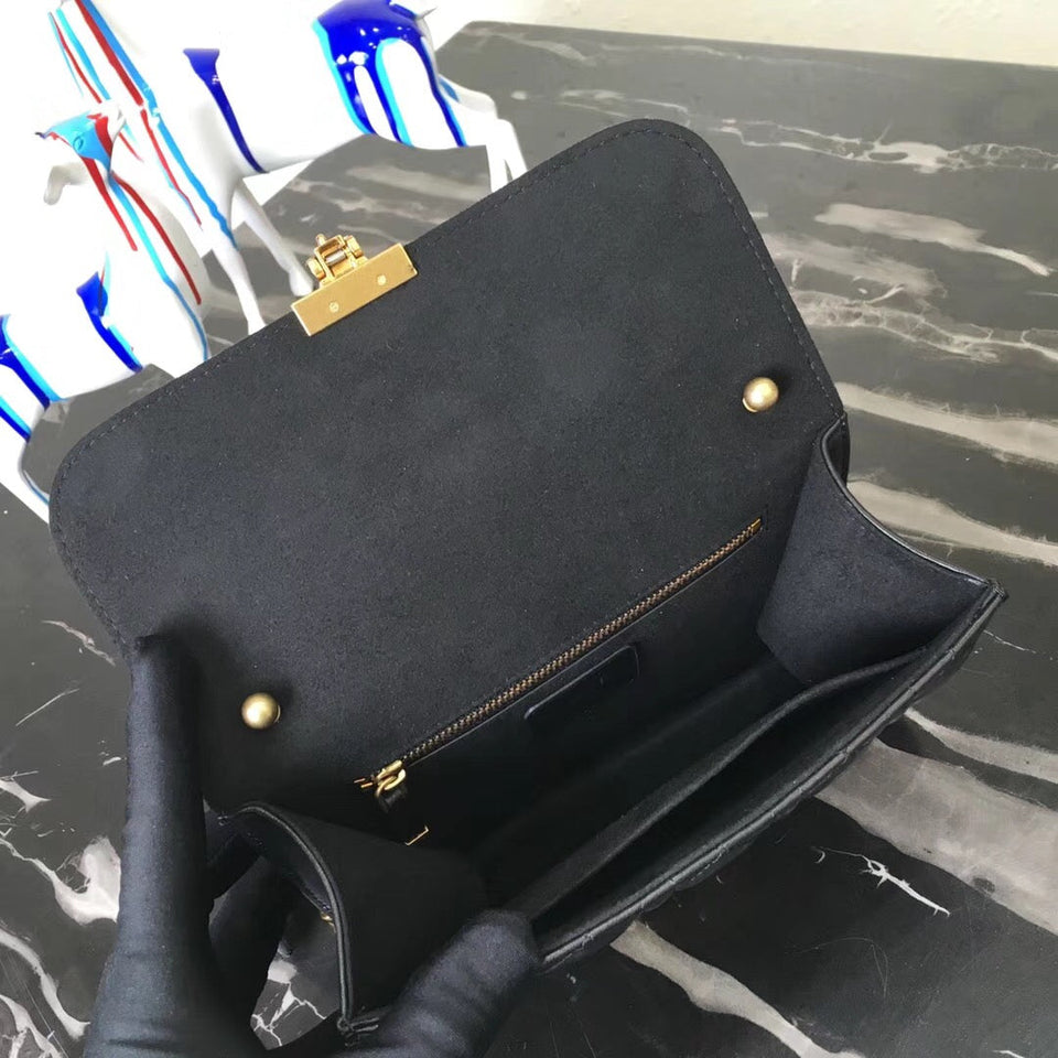 Dior Small Dioraddict Flap Bag In Black Lambskin