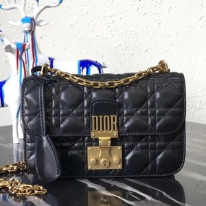 Dior Small Dioraddict Flap Bag In Black Lambskin