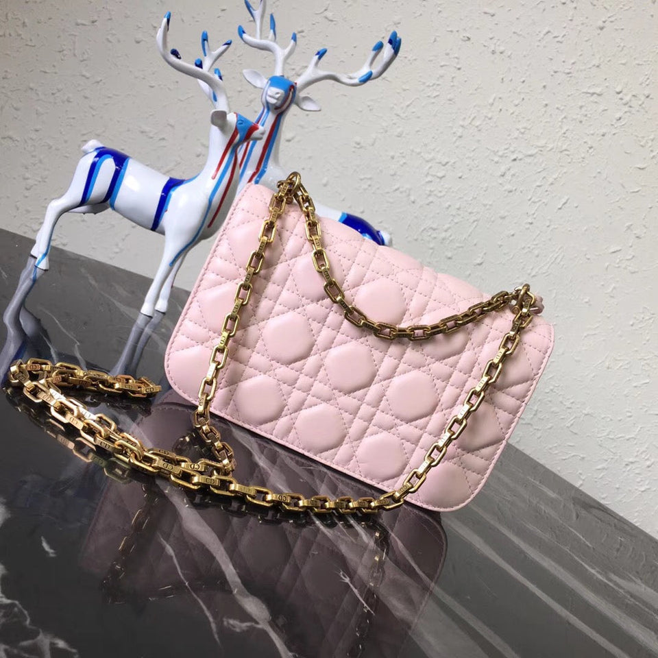 Dior Small Dioraddict Flap Bag In Pink Lambskin