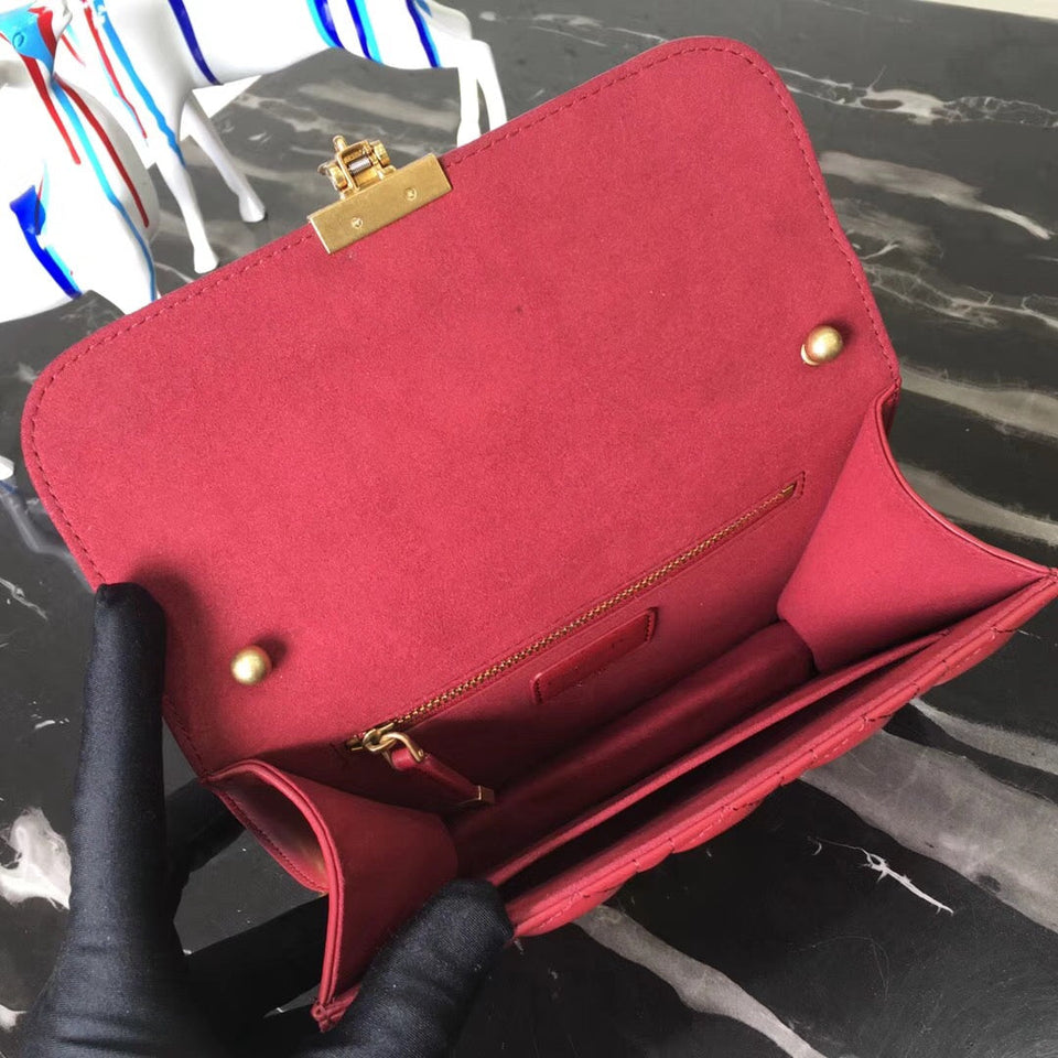 Dior Small Dioraddict Flap Bag In Red Lambskin