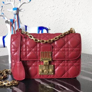 Dior Small Dioraddict Flap Bag In Red Lambskin