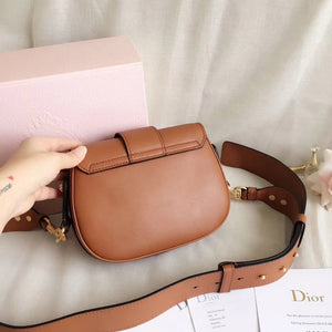 Dior D-Fence Saddle Bag In Brown Calfskin