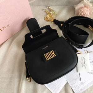 Dior D-Fence Saddle Bag In Black Calfskin