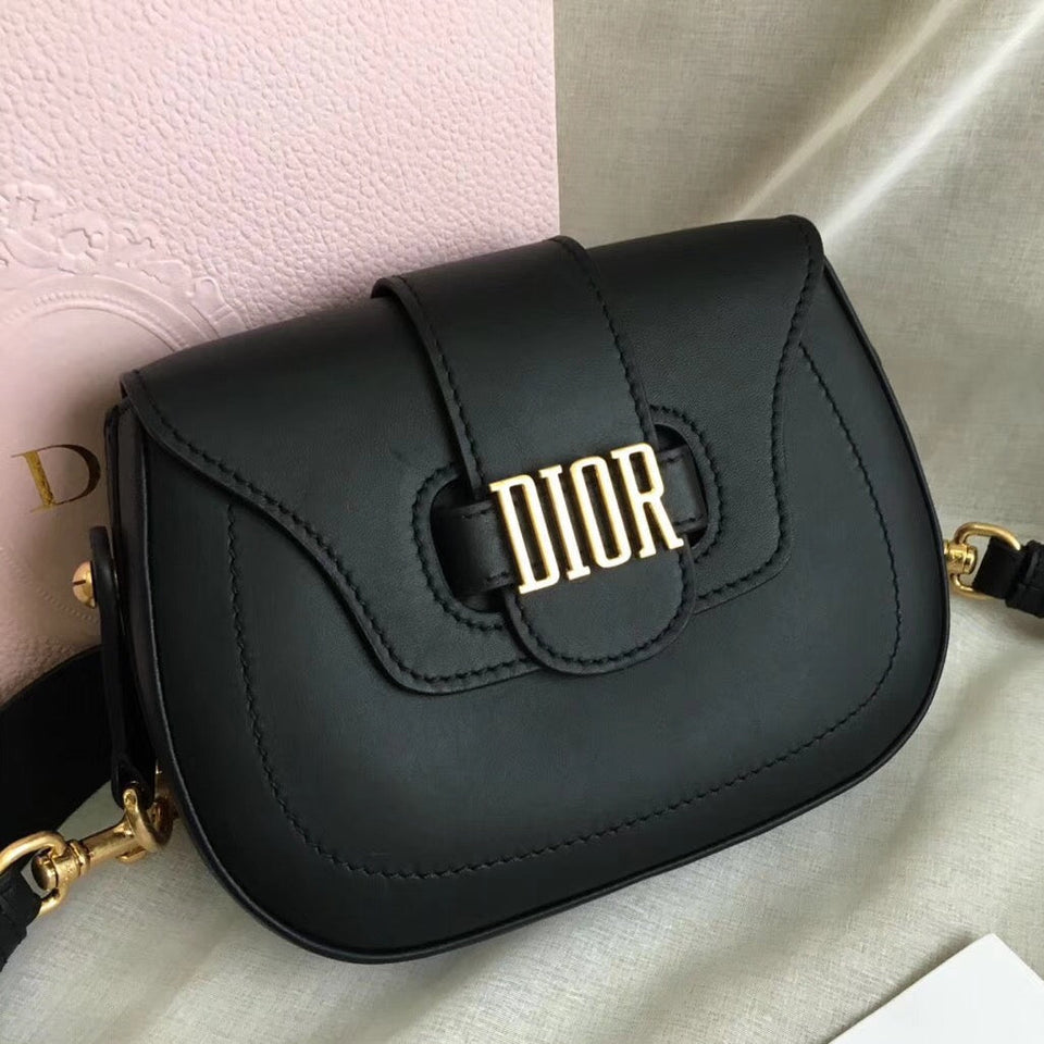 Dior D-Fence Saddle Bag In Black Calfskin