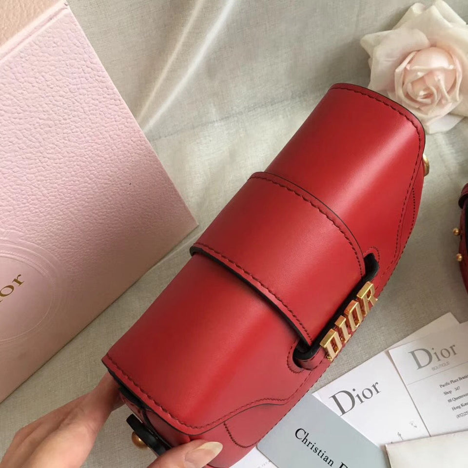 Dior D-Fence Saddle Bag In Red Calfskin