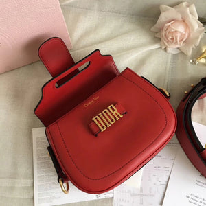 Dior D-Fence Saddle Bag In Red Calfskin