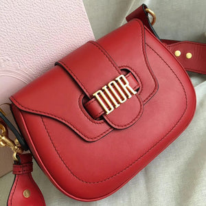 Dior D-Fence Saddle Bag In Red Calfskin