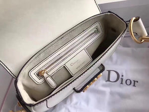 Dior D-Fence Saddle Bag In White Calfskin