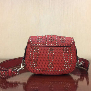 Dior D-Fence Saddle Bag In Red Studded Calfskin