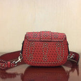 Dior D-Fence Saddle Bag In Red Studded Calfskin