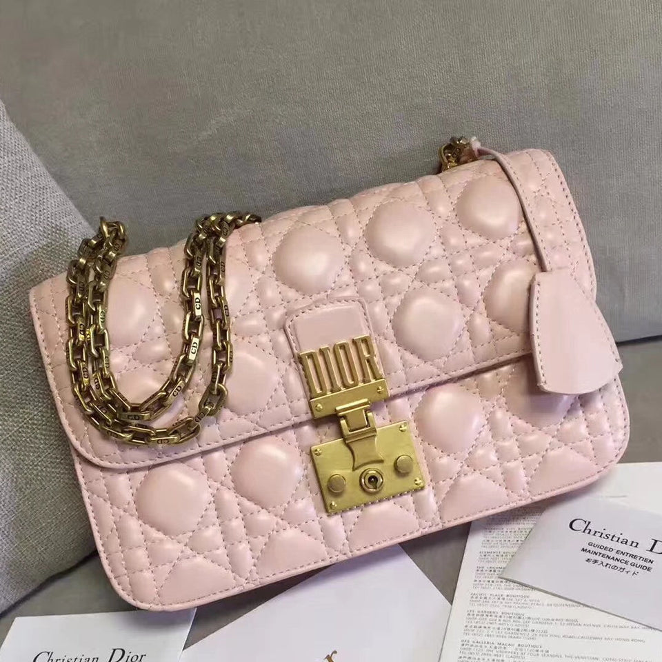 Dior Dioraddict Flap Bag In Pink Lambskin