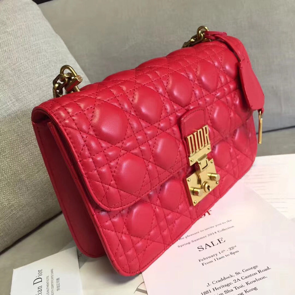 Dior Dioraddict Flap Bag In Red Lambskin