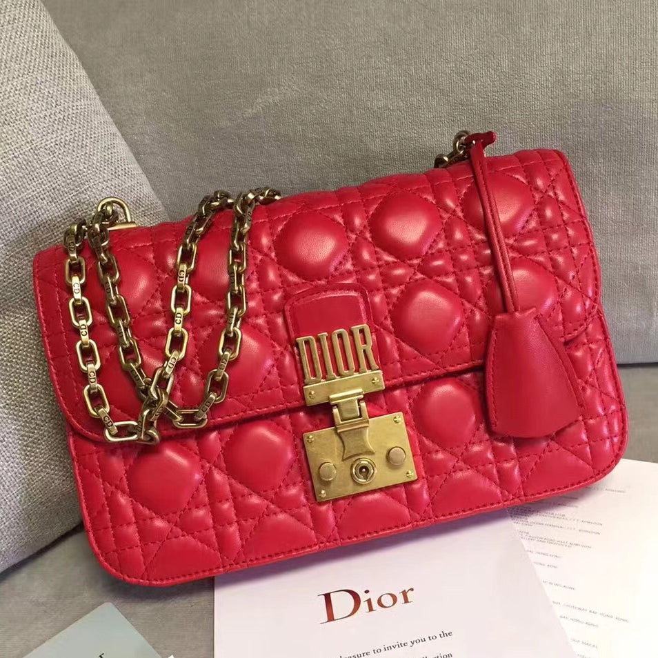 Dior Dioraddict Flap Bag In Red Lambskin