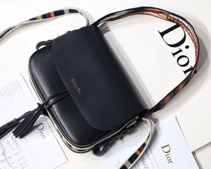 Dior Diorodeo Flap Bag In Black Calfskin