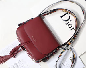 Dior Diorodeo Flap Bag In Red Calfskin