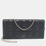 Black Cannage Shimmer Leather Lady Chain Clutch