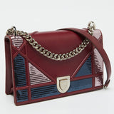 Dior Burgundy Leather And Sequins Medium Diorama Shoulder Bag