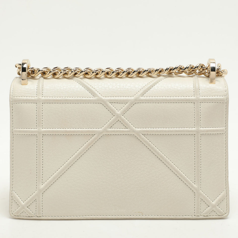 Dior White Leather Small Diorama Shoulder Bag